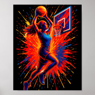 Poster Jogador de Basquete Engraçado Tie Dye Equipe Espor