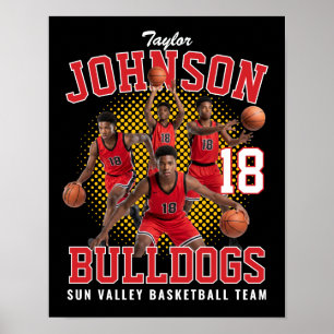 Poster Jogador de Basquete Foto Personalizada Bota Retrô 