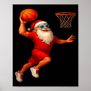 Poster Jogador de Basquete Legal do Papai Noel Afundando