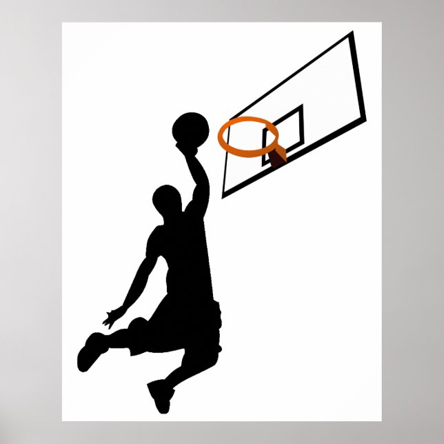 Poster Jogador de Basquete Silhout Slam Dunk (Frente)