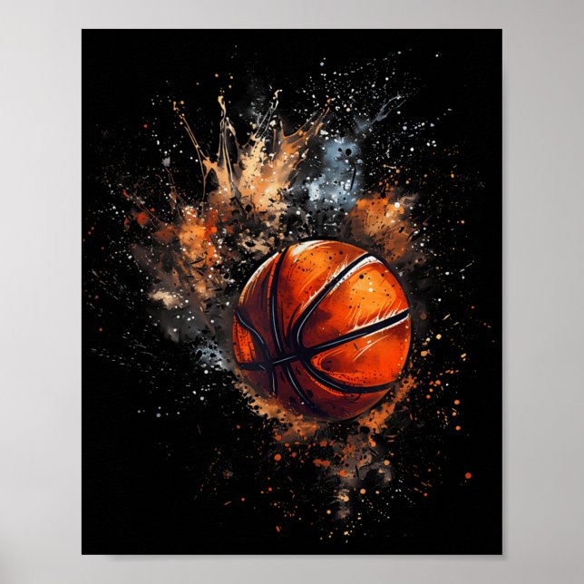 Poster Jogador de Basquetebol com Aquarela (Frente)