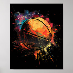 Poster Jogador de Basquetebol com Aquarela