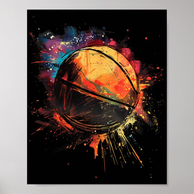 Poster Jogador de Basquetebol com Aquarela (Frente)