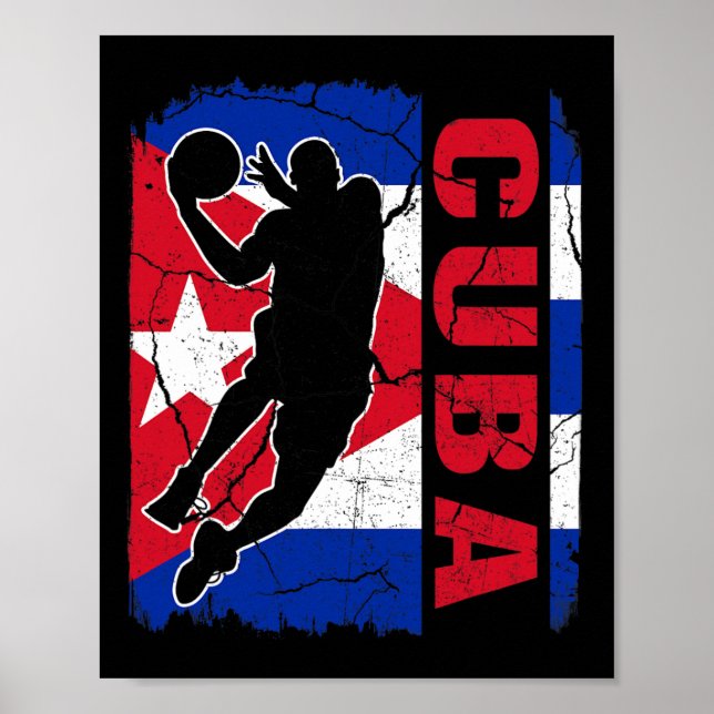 Poster Jogador de basquetebol cubano Bandeira de Cuba (Frente)