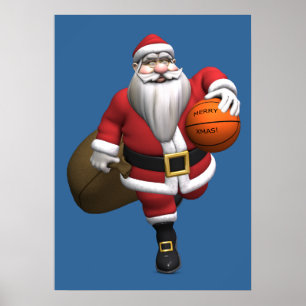 Pôster Jogador de basquetebol de Papai Noel