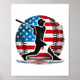 Poster Jogador de beisebol americano batedor com os Estad