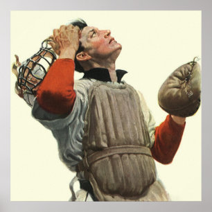 Poster Jogador De Beisebol Esportivo Vintage, Pesquisador