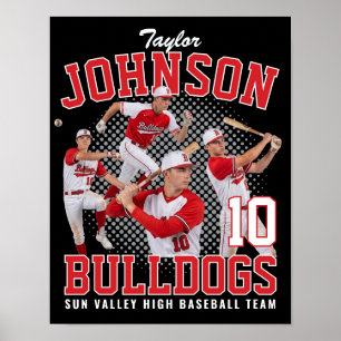 Poster Jogador de Beisebol Foto Personalizada Bota Retrô