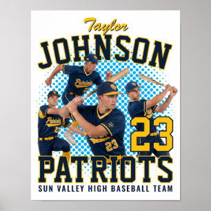 Poster Jogador de Beisebol Foto Personalizada Bota Retrô