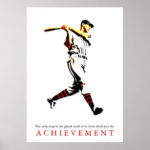 Pôster Jogador de beisebol retro inspirador da realizaç