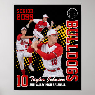 Poster Jogador de Beisebol Sênior Colagem de Foto Persona