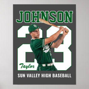 Poster Jogador de Beisebol Sênior Número Foto Personaliza