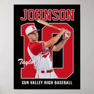 Poster Jogador de Beisebol Sênior Número Foto Personaliza