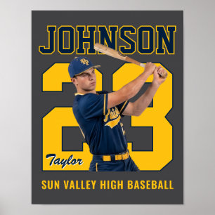 Poster Jogador de Beisebol Sênior Número Foto Personaliza