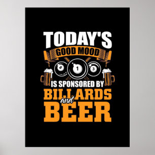 Poster Jogador de Bilhar Hoje Bilhar E Cerveja