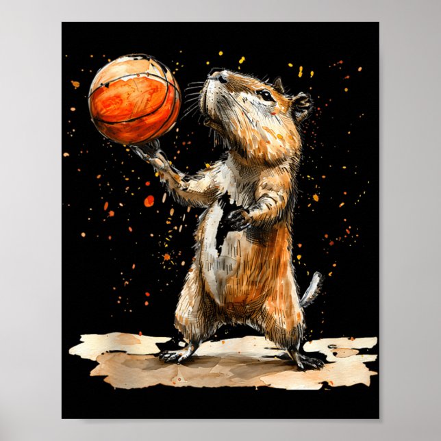 Poster Jogador de bola de basquete de basquetebol (Frente)