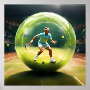 Poster Jogador De Bola De tênis No Tribunal,