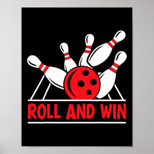 Poster Jogador De Boliche Roll And Win Engraçado Jogador