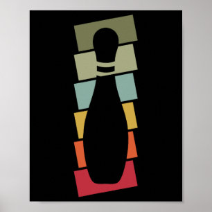 Poster Jogador de Boliche Vintage Pin de Boliche Retro 