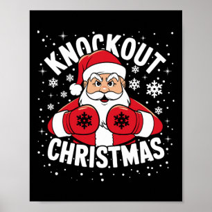 Poster Jogador de Boxing Engraçado Luzes de Xmas Papais n