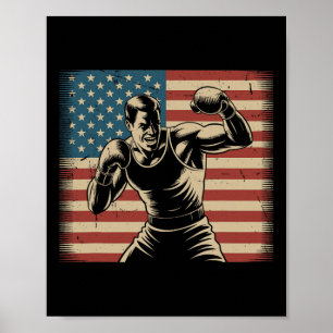 Poster Jogador de Boxing Patriótico dos Estados Unidos Fl