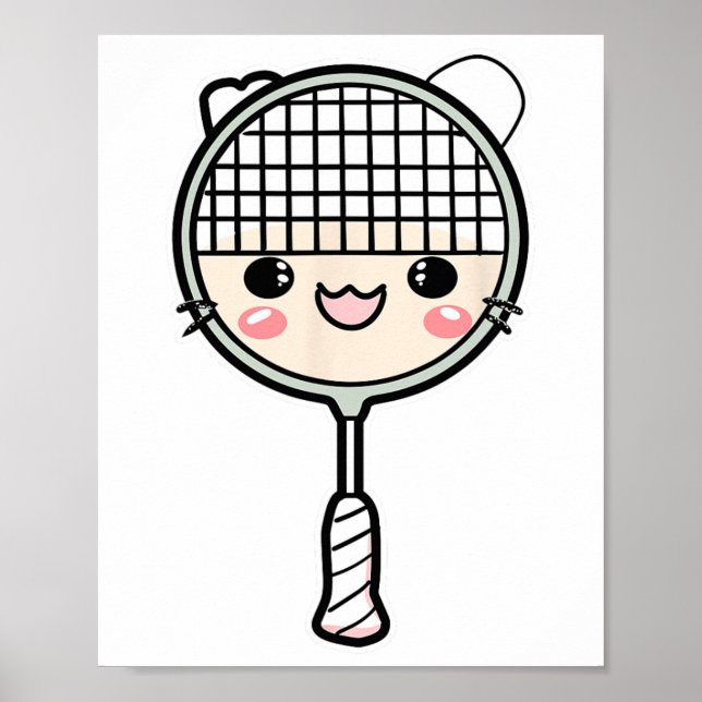 Poster Jogador de Cartoon da Face de Badminton Racket (Frente)