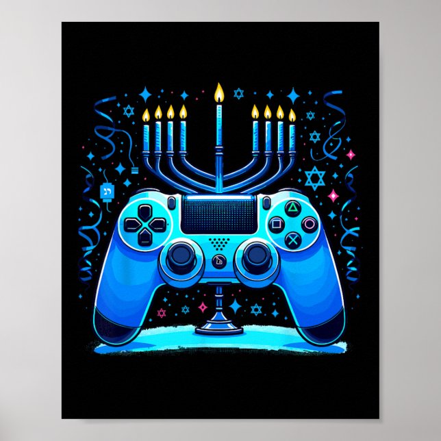 Poster Jogador de console de videogame judeu Hanukkah Cha (Frente)