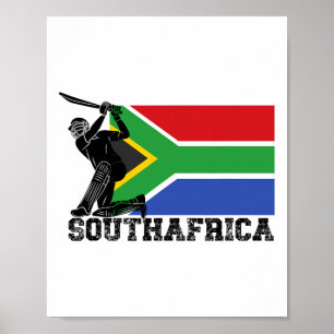 Poster Jogador de críquete da bandeira da África do Sul T