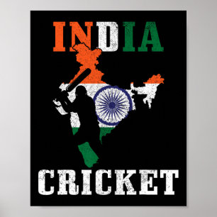 Poster Jogador de críquete da Índia Esportes Bandeira ind