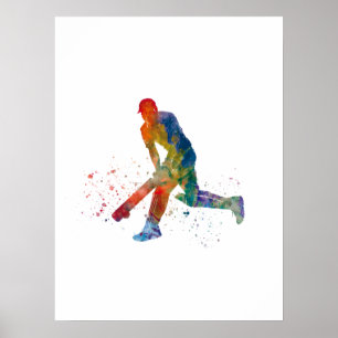 Poster Jogador de críquete em aquarela