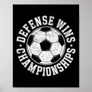 Poster Jogador de Defesa de Futebol Antigo Vence Campeona