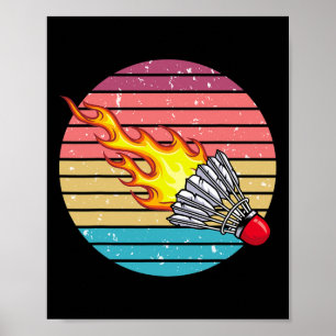 Poster Jogador De Esporte Do Retro Shuttle Badminton Trei