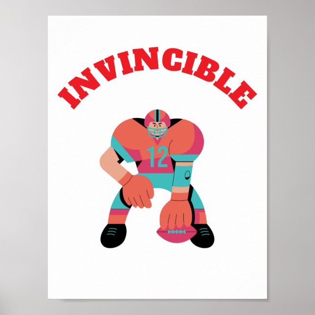 Poster Jogador de futebol americano INVINCIBLE Wall art (Frente)