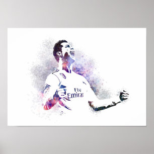 Poster Jogador de Futebol - Arte em Aquarela Abstrata