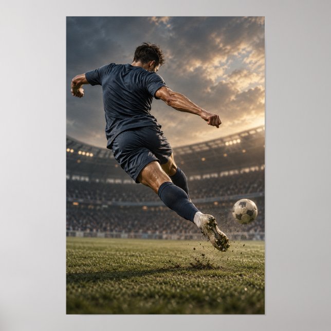 Poster Jogador de Futebol Chute Poderoso – Mural Dramátic (Frente)