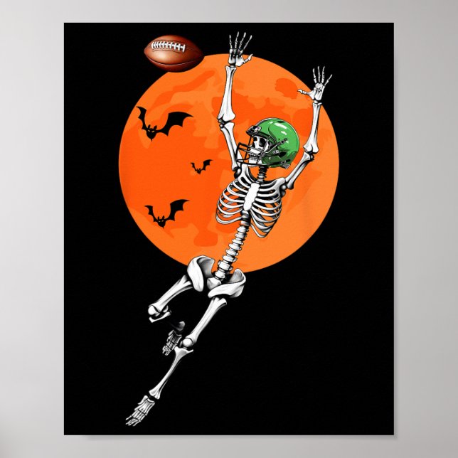 Poster Jogador de futebol do Skeleton Halloween (Frente)