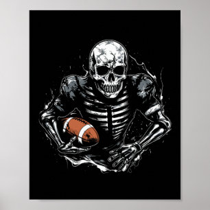 Poster Jogador de futebol do Skeleton no Halloween Spooky