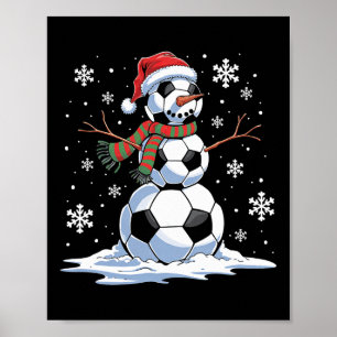 Poster Jogador de futebol do Snowman Santa Hábito Natal F