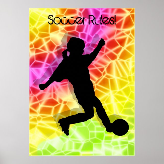 Poster Jogador de futebol e mosaico fluorescente (Frente)
