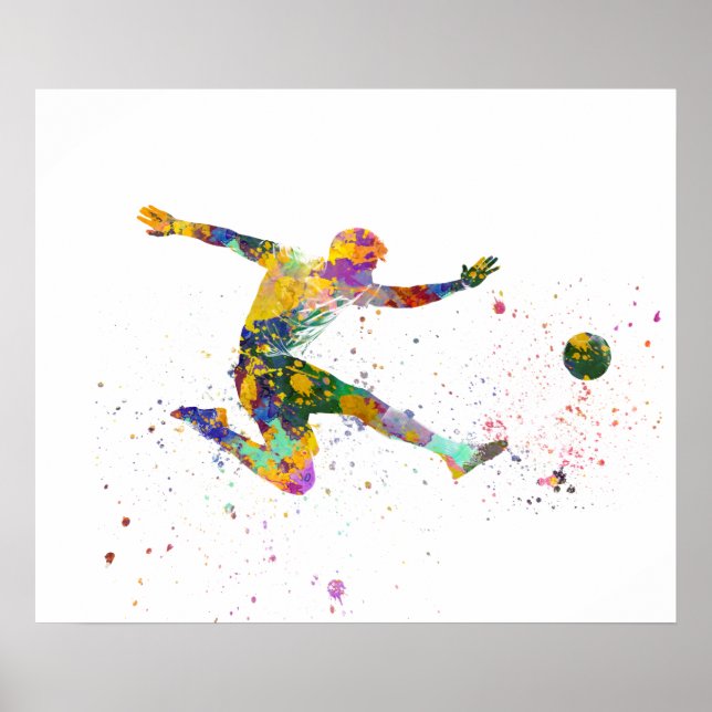 Poster Jogador de futebol em aquarela (Frente)