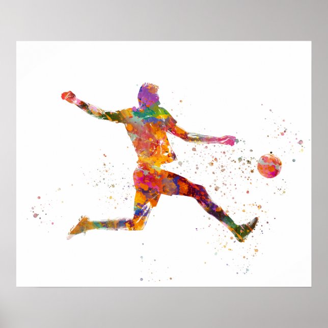 Poster Jogador de futebol em aquarela (Frente)