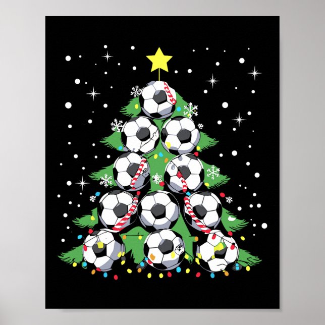 Poster Jogador de futebol engraçado Luzes de Natal Futebo (Frente)