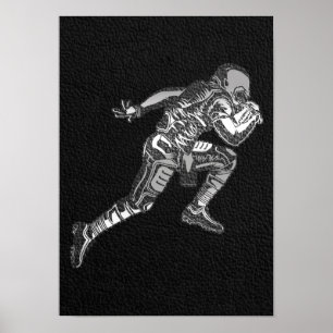 Poster Jogador de futebol executando Quarterback Black Si