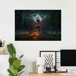 Poster Jogador de Futebol Lobisomem Arte de Terror de Hal