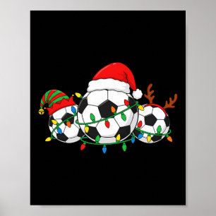 Poster Jogador de Futebol Natal Chapéu de Papai Noel Xmas