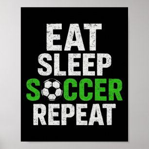 Poster Jogador de Futebol Retrô Dizendo Comer Dormir Joga