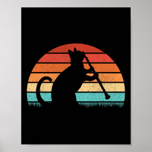 Poster Jogador de Gato Clarinet - Retro Clarinetista Musi