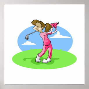 Poster jogador de golfe da menina