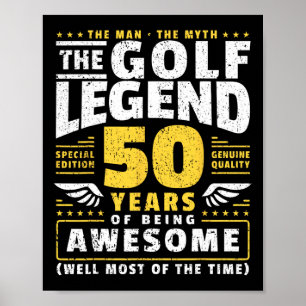 Poster Jogador de Golfe de 50 Anos, Aniversário, Golfe