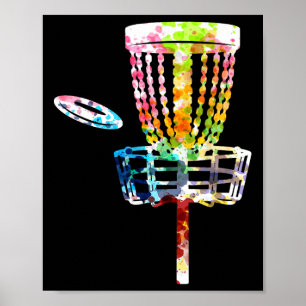 Poster Jogador de Golfe de Disco Retro Frisbee Sket Cart